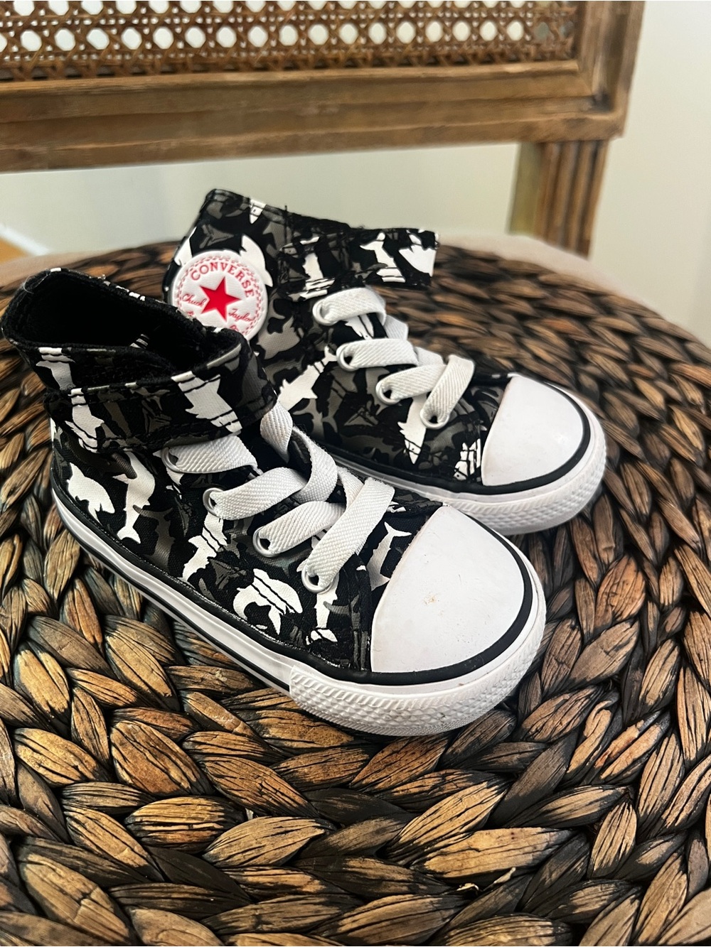Converse Kids Black & White Camouflage High-Top Sneakers